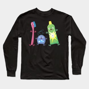 Cute toothbrush toothpaste dental floss cartoon Long Sleeve T-Shirt